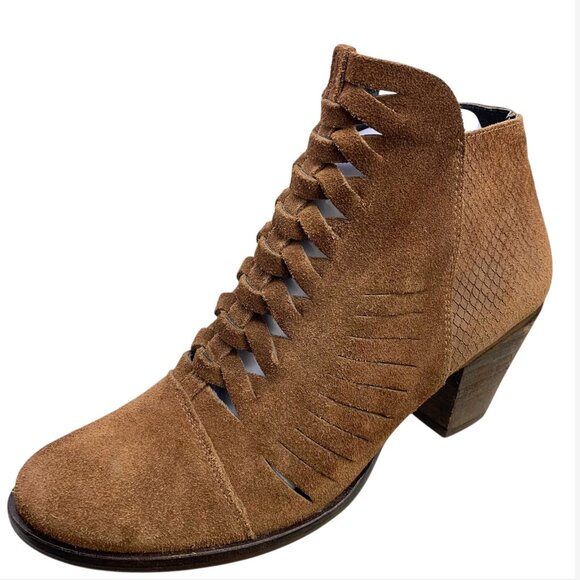 Free People Loveland Brown Suede Snake Embossed Zip Booties‎ - Picture 4 of 12